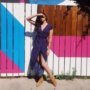 & Other Stories - Beautiful deep purple floral wrap dress, Size 2